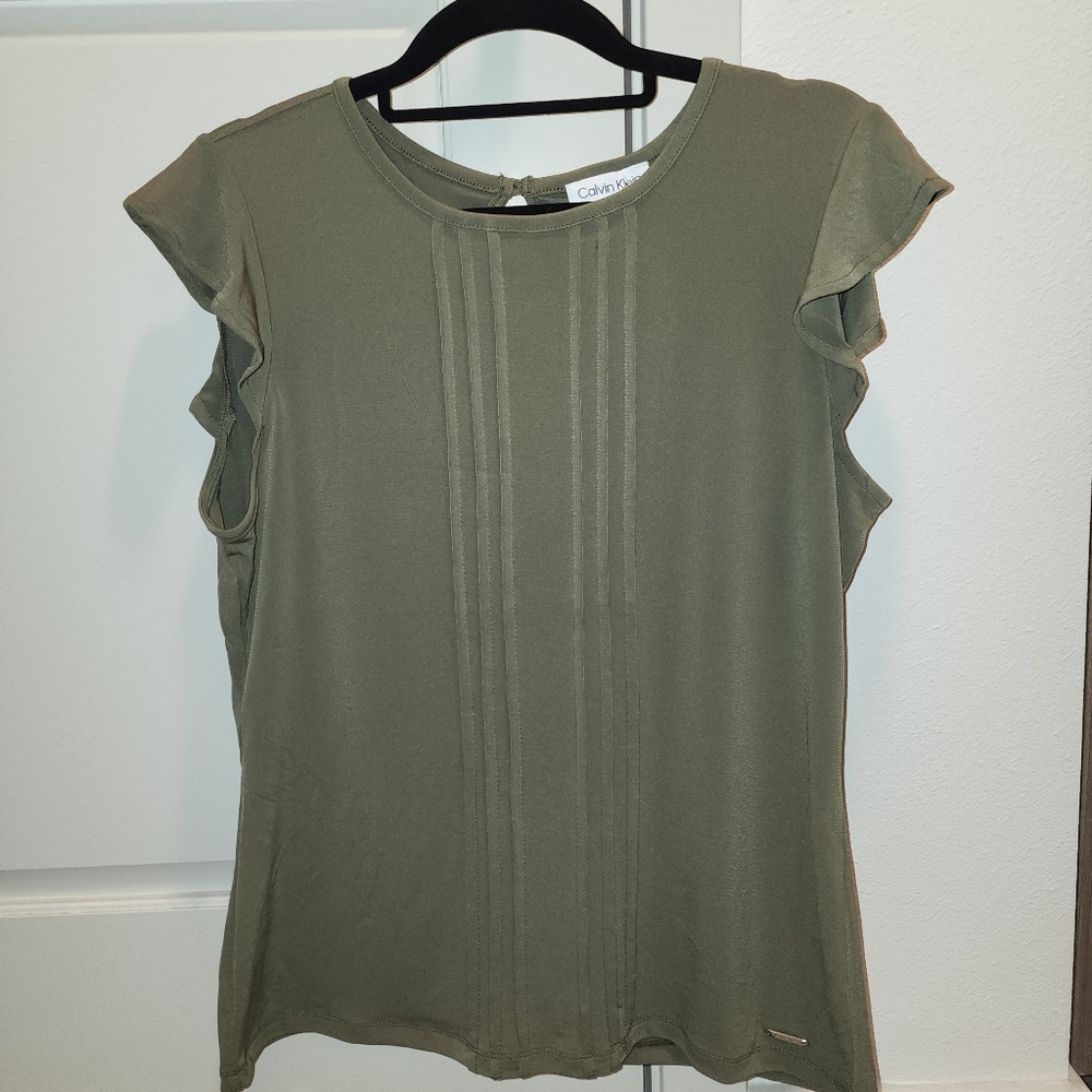 Brand New Calvin Klein Small Green Blouse